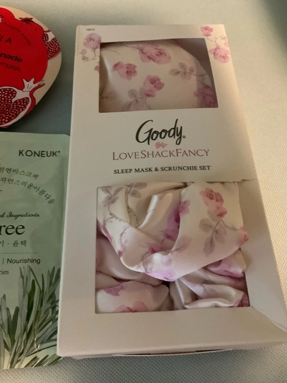 LoveShack Fancy Goody x Target  Pink Sleep Mask & Scrunchie Set w/ three Masks